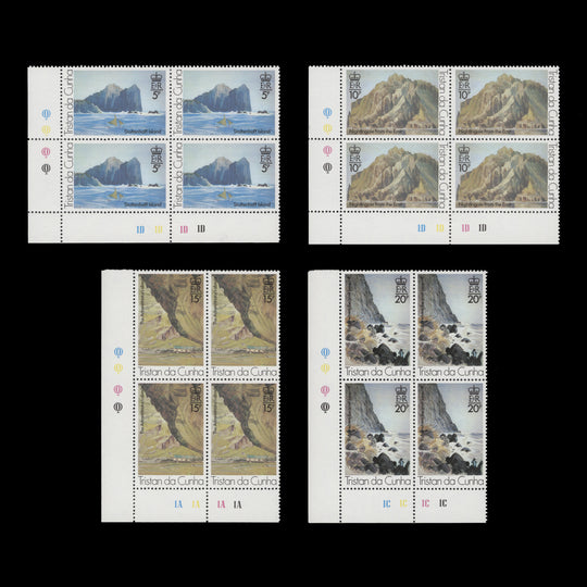 Tristan da Cunha 1980 (MNH) Island Views traffic light/plate blocks