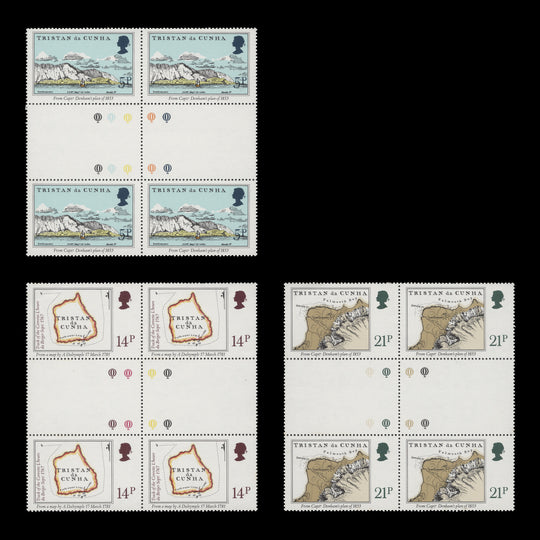 Tristan da Cunha 1981 (MNH) Early Maps gutter traffic light blocks