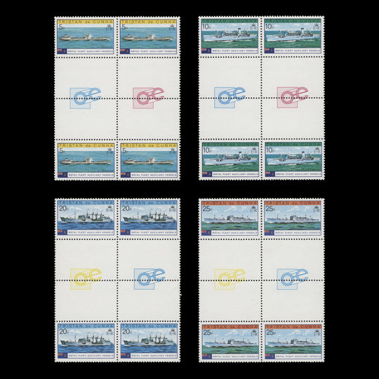 Tristan da Cunha 1978 (MNH) Royal Fleet Auxiliary Vessels gutter blocks