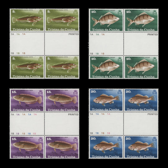Tristan da Cunha 1978 (MNH) Fish gutter plate blocks