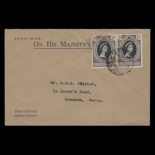 Gold Coast 1953 (FDC) 2d Coronation pair, ACCRA