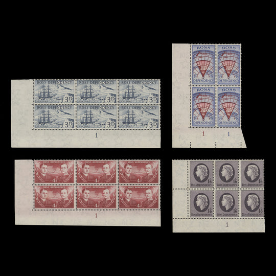 Ross Dependency 1957 (MNH) Pre-decimal Definitives plate blocks
