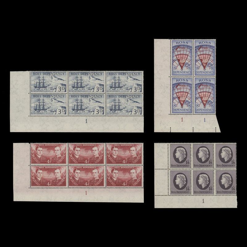 Ross Dependency 1957 (MNH) Pre-decimal Definitives plate blocks