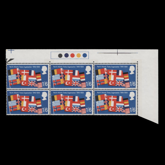 Great Britain 1969 (Variety) 1s6d Anniversaries traffic light block missing green