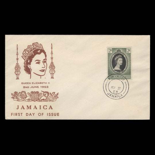 Jamaica 1953 (FDC) 2d Coronation, KINGSTON