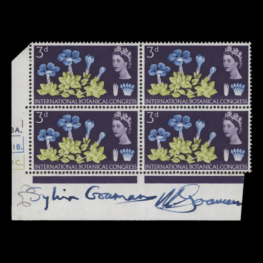 Great Britain 1964 (MNH) 3d Botanical Congress signed cylinder block