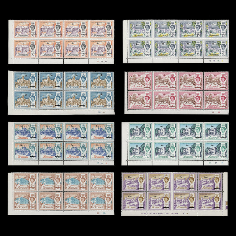 Bermuda 1970 (MNH) Architecture Provisionals plate blocks