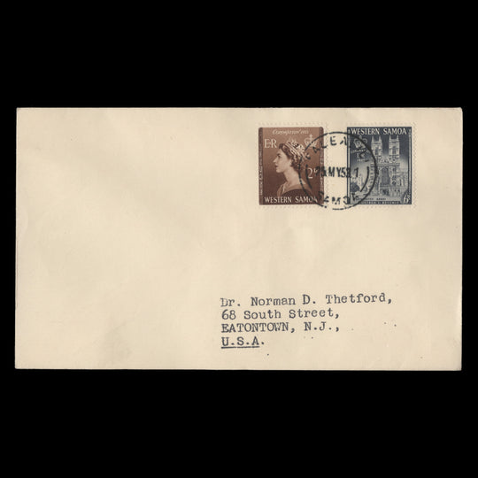 Samoa 1953 Coronation first day cover, FALEALILI