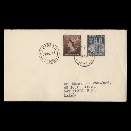 Samoa 1953 Coronation first day cover, ALEIPATA