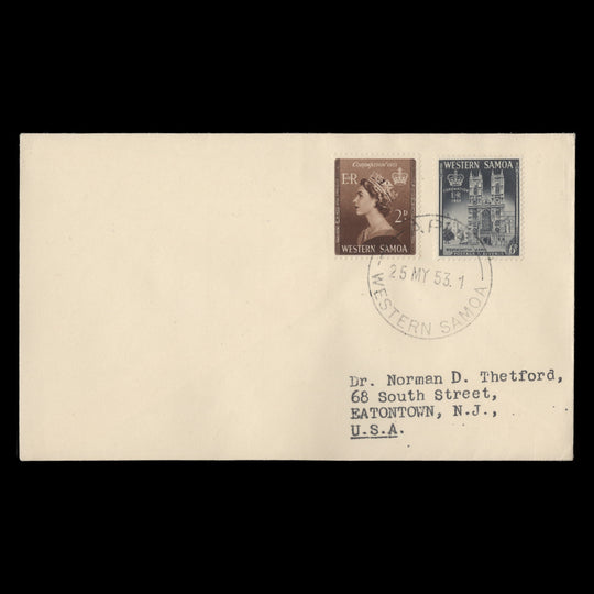 Samoa 1953 Coronation first day cover, APIA