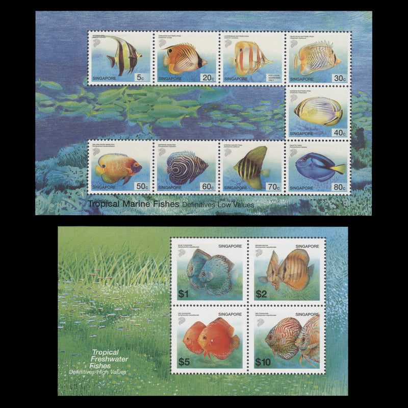 Singapore 2001 (MNH) Tropical Marine Fish Definitives miniature sheets