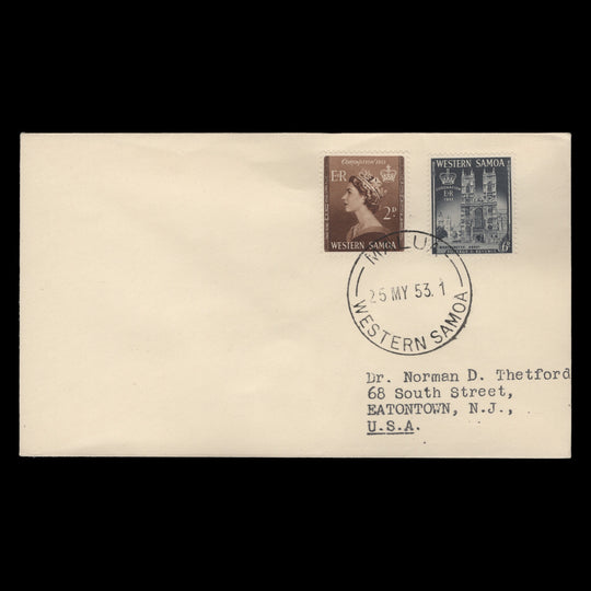 Samoa 1953 Coronation first day cover, MALUA