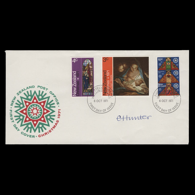 New Zealand 1971 Christmas first day cover signed by Enid Hunter