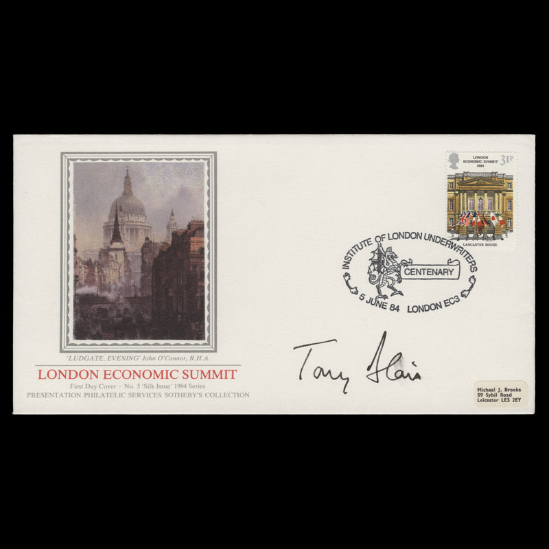 Great Britain 1984 London Economic Summit FDC signed by Tony Blair