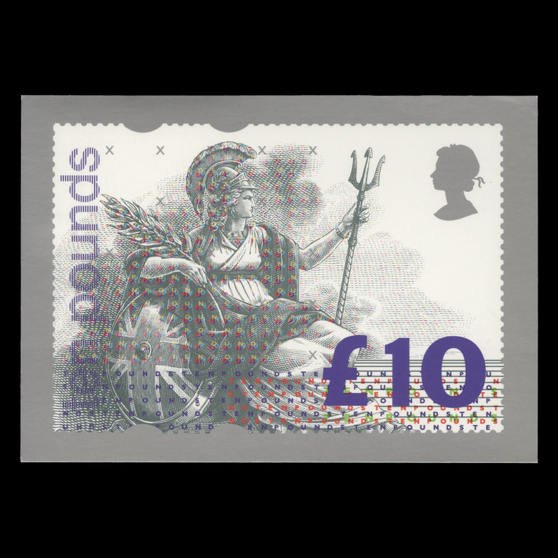 Great Britain 1993 £10 Britannia first day PHQ card, EDINBURGH