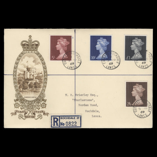 Great Britain 1969 Large-Format Definitives first day cover, CUTGATE