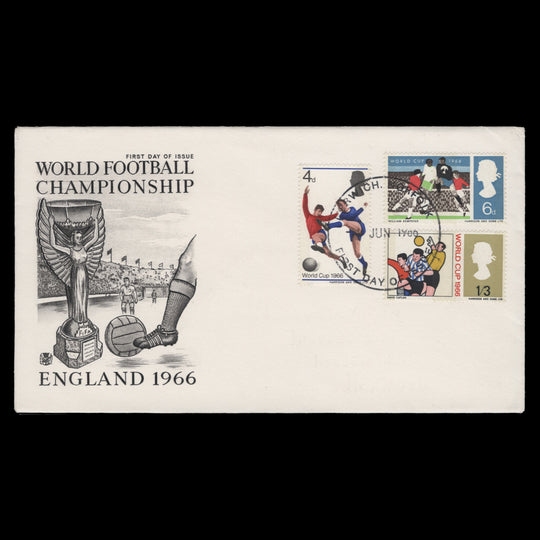 Great Britain 1966 (FDC) World Cup Football phosphor, NORWICH