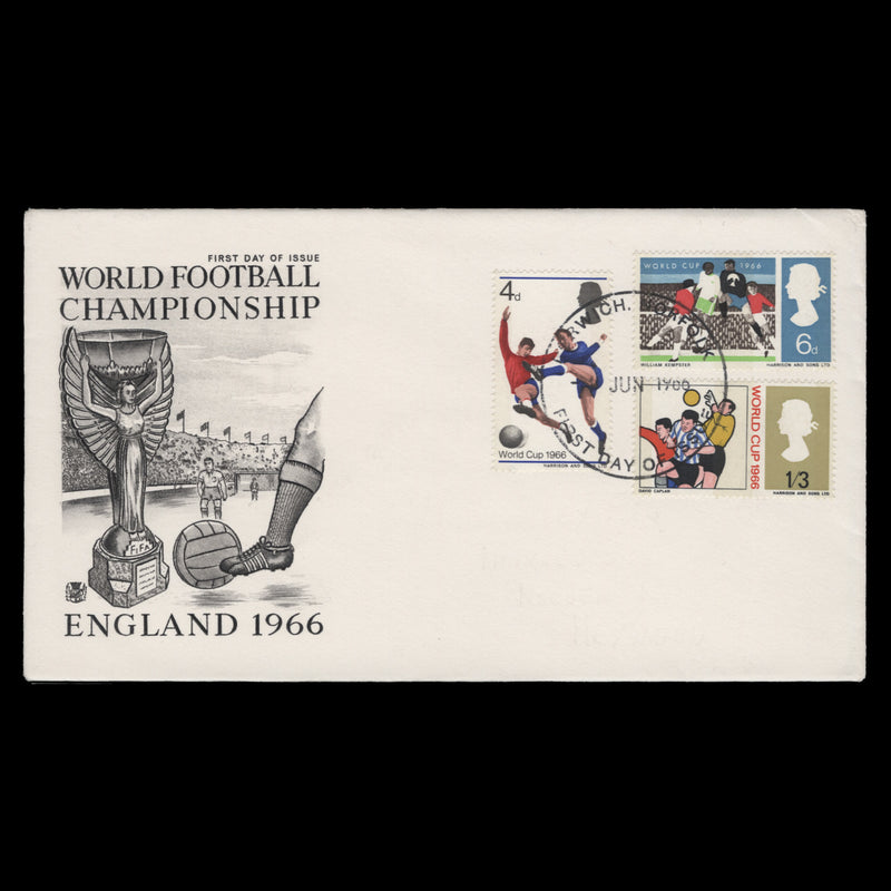 Great Britain 1966 (FDC) World Cup Football phosphor, NORWICH