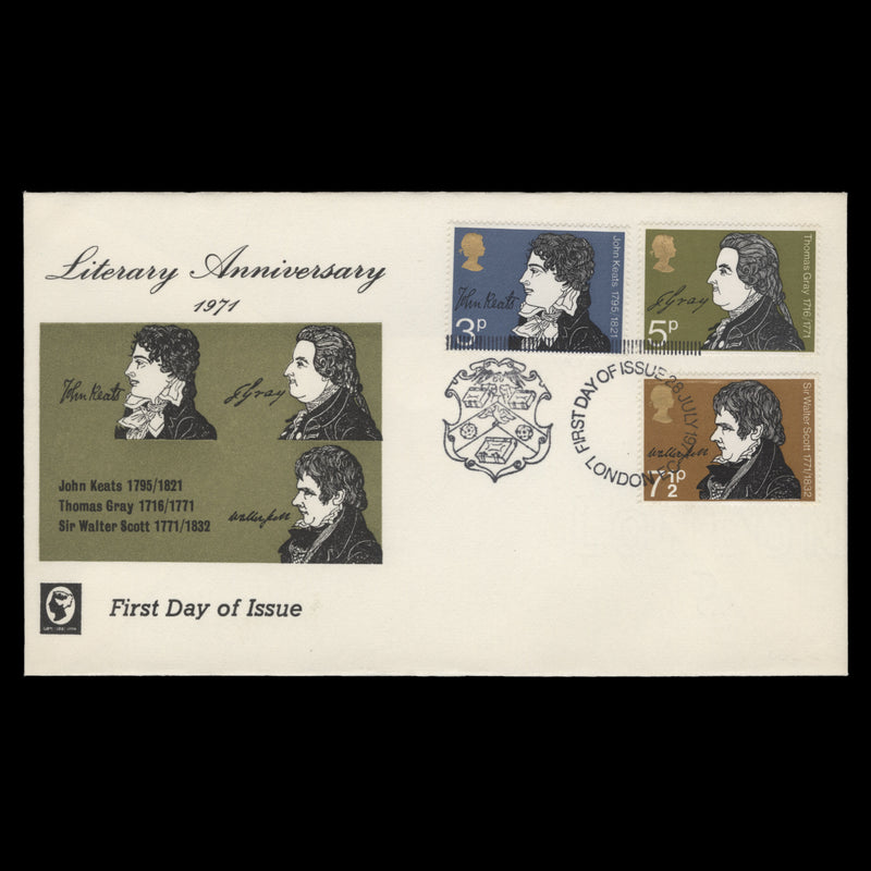 Great Britain 1971 Literary Anniversaries first day cover, LONDON