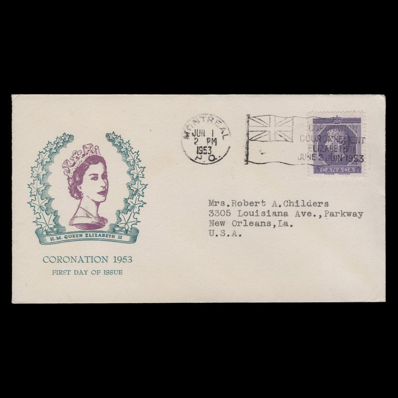 Canada 1953 (FDC) 4c Coronation, MONTREAL