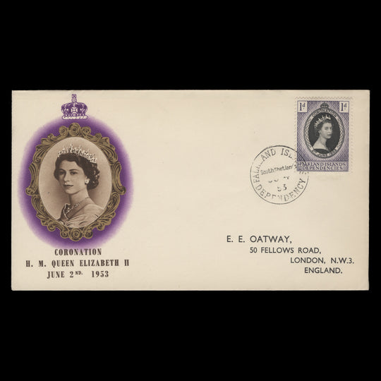 Falkland Islands Dependencies 1953 (FDC) 1d Coronation, South Shetlands