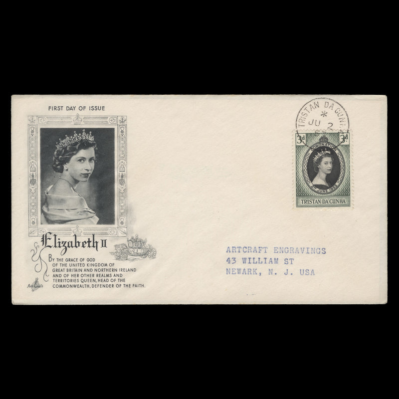 Tristan da Cunha 1953 (FDC) 3d Coronation