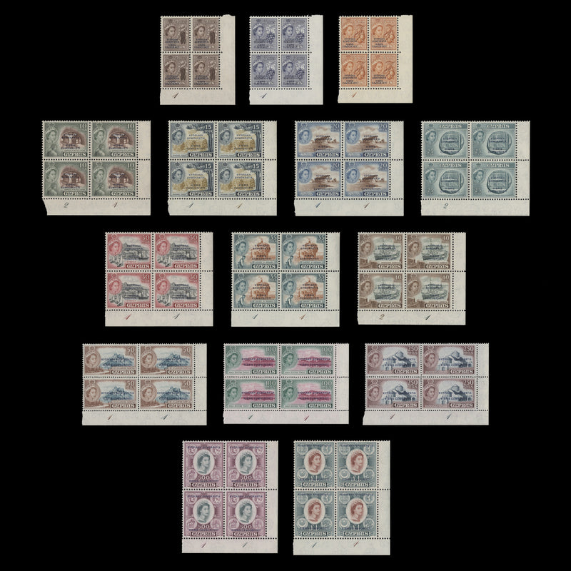 Cyprus 1960 (MNH) Republic Provisionals plate blocks