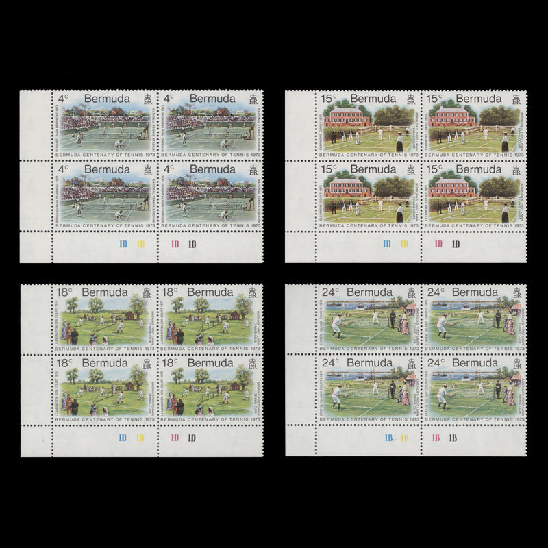 Bermuda 1973 (MLH) Lawn Tennis Centenary plate blocks