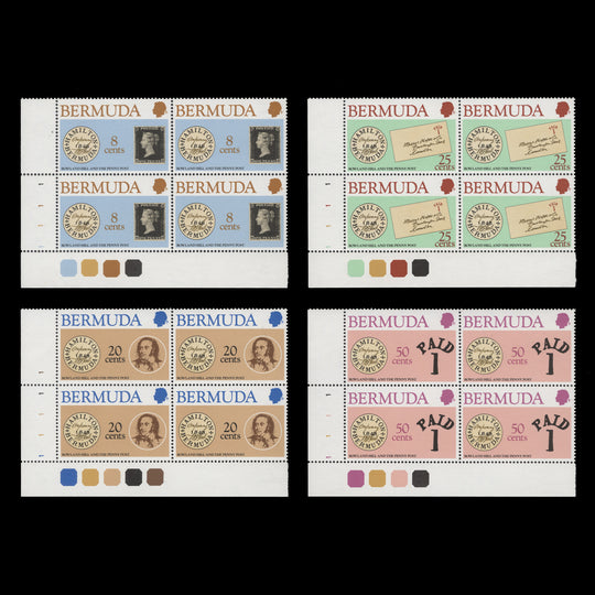 Bermuda 1980 (MLH) Rowland Hill Death Centenary plate blocks