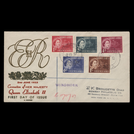 South West Africa 1953 (FDC) Coronation, WINDHOEK