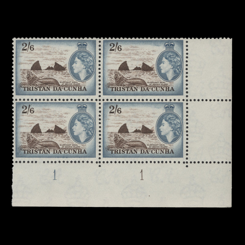 Tristan da Cunha 1954 (MNH) 2s6d Elephant Seal plate 1–1 block