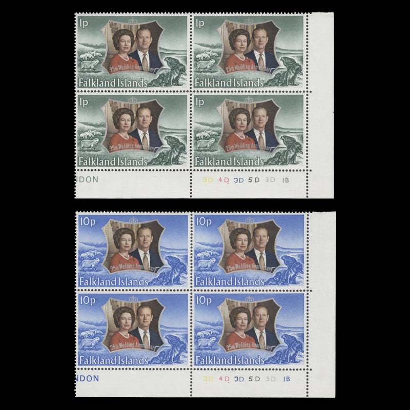 Falkland Islands 1972 (MNH) Royal Silver Wedding plate blocks