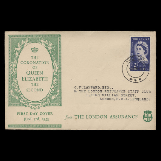 South Africa 1953 (FDC) 2d Coronation, PRETORIA