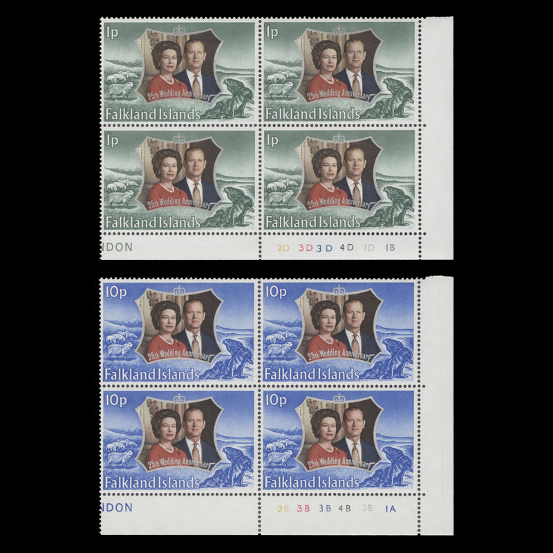Falkland Islands 1972 (MNH) Royal Silver Wedding plate blocks