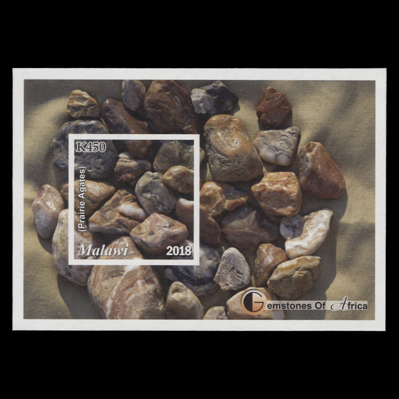 Malawi 2019 (Variety) K450 Prarie Agates imperf miniature sheet