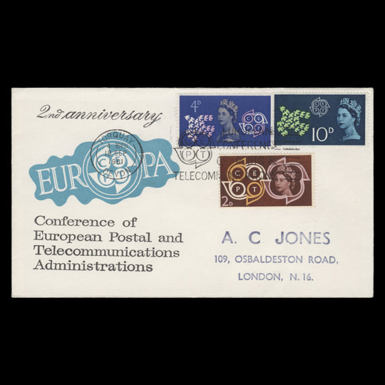 Great Britain 1961 CEPT first day cover, TORQUAY