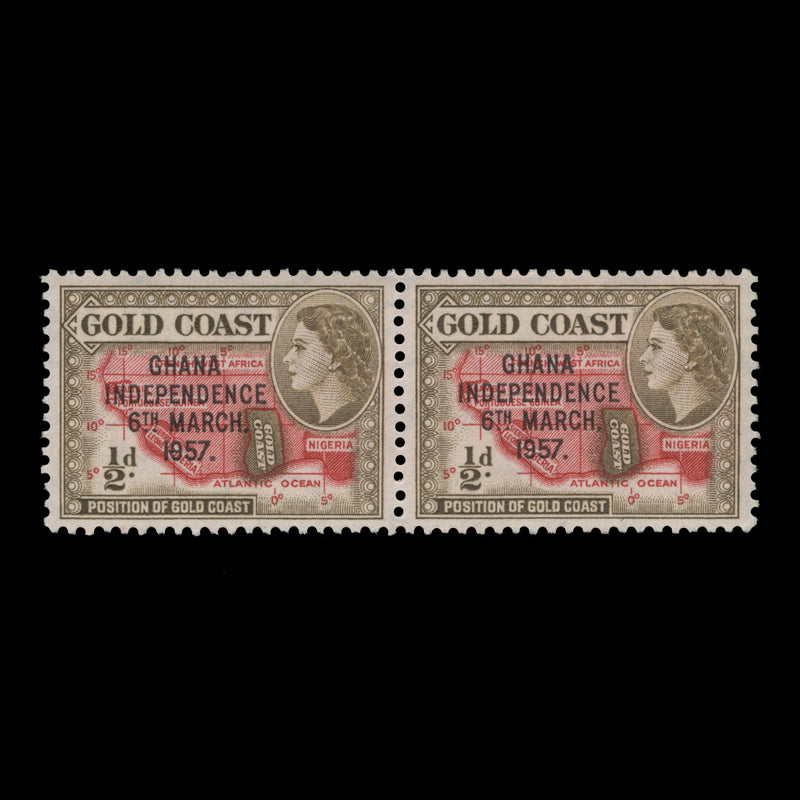 Ghana 1957 (Variety) ½d Map pair with flaw in loop of '9'