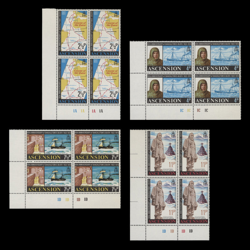 Ascension 1972 (MNH) Shackleton's Death Anniversary plate blocks