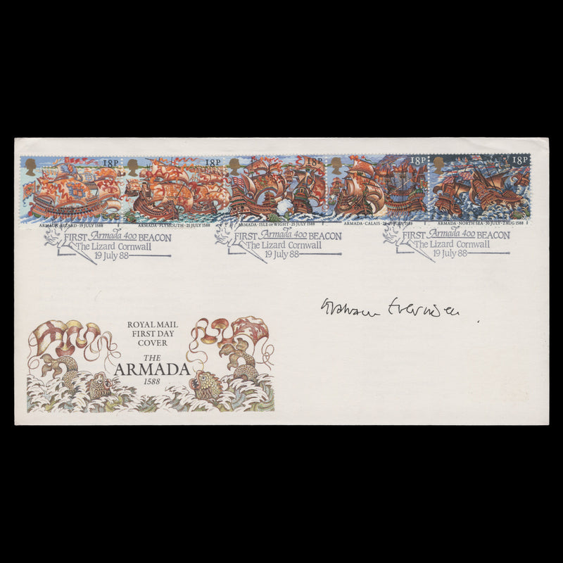Great Britain 1988 Spanish Armada FDC signed by artist Graham Evernden