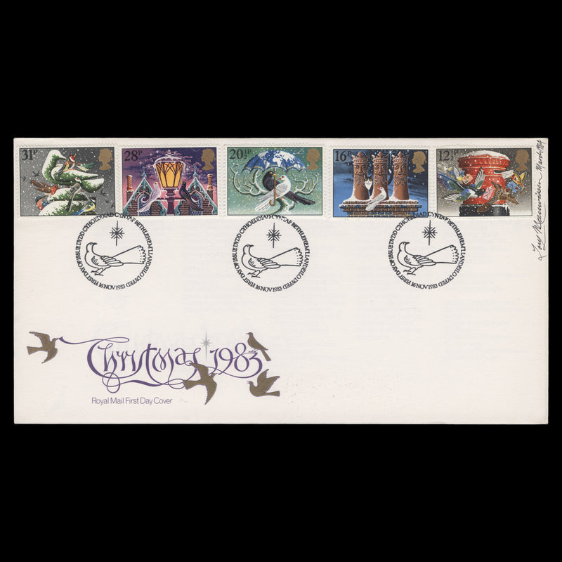 Great Britain 1983 Christmas first day cover signed by Tony Meeuwissen