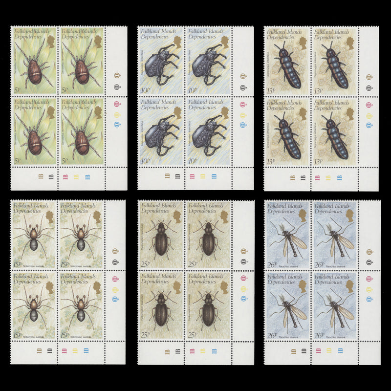 Falkland Islands Dependencies 1982 (MNH) Insects plate blocks