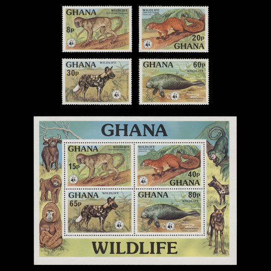 Ghana 1977 (MNH) Wildlife set and miniature sheet