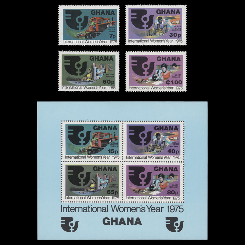 Ghana 1975 (MNH) International Women's Year set and miniature sheet