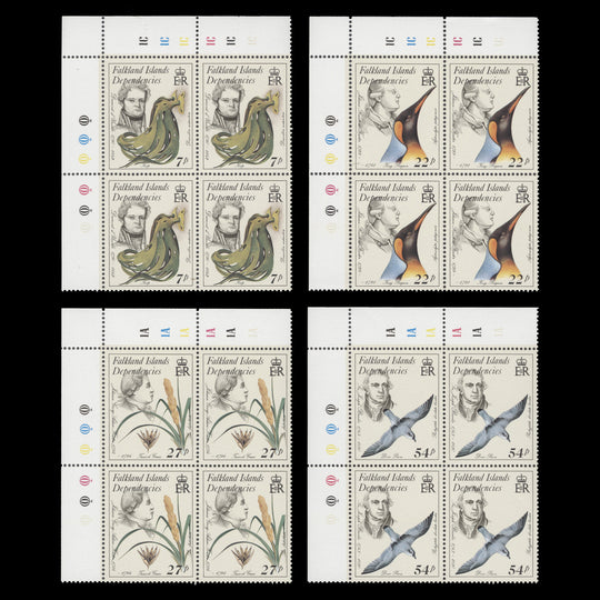 Falkland Islands Dependencies 1985 (MNH) Early Naturalists plate blocks