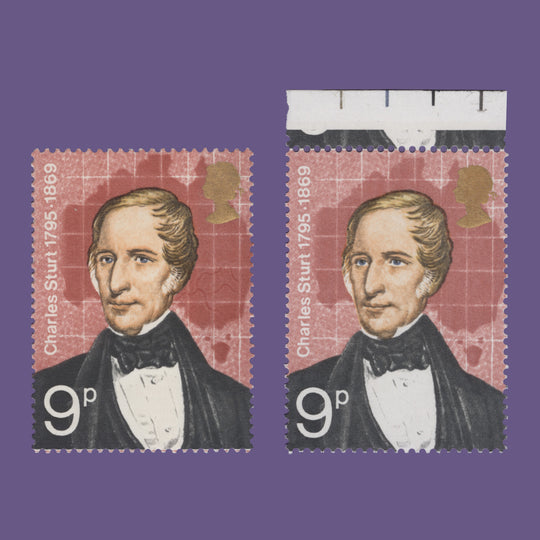 Great Britain 1973 (Variety) 9p British Explorers missing brown-red