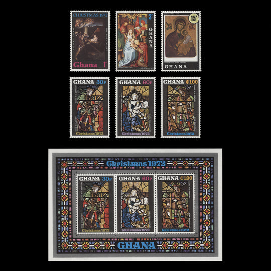 Ghana 1972 (MNH) Christmas set and miniature sheet