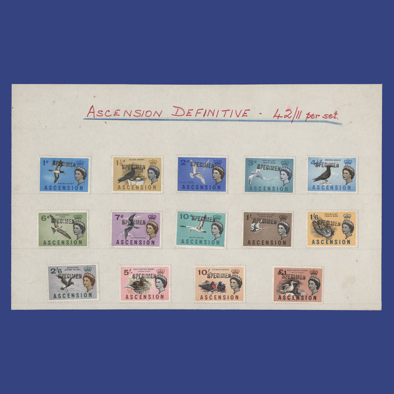 Ascension 1963 Birds Definitives display set with SPECIMEN overprint