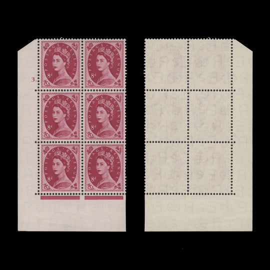 Great Britain 1955 (MNH) 8d Magenta cylinder 3. block, E/I, St Edward's