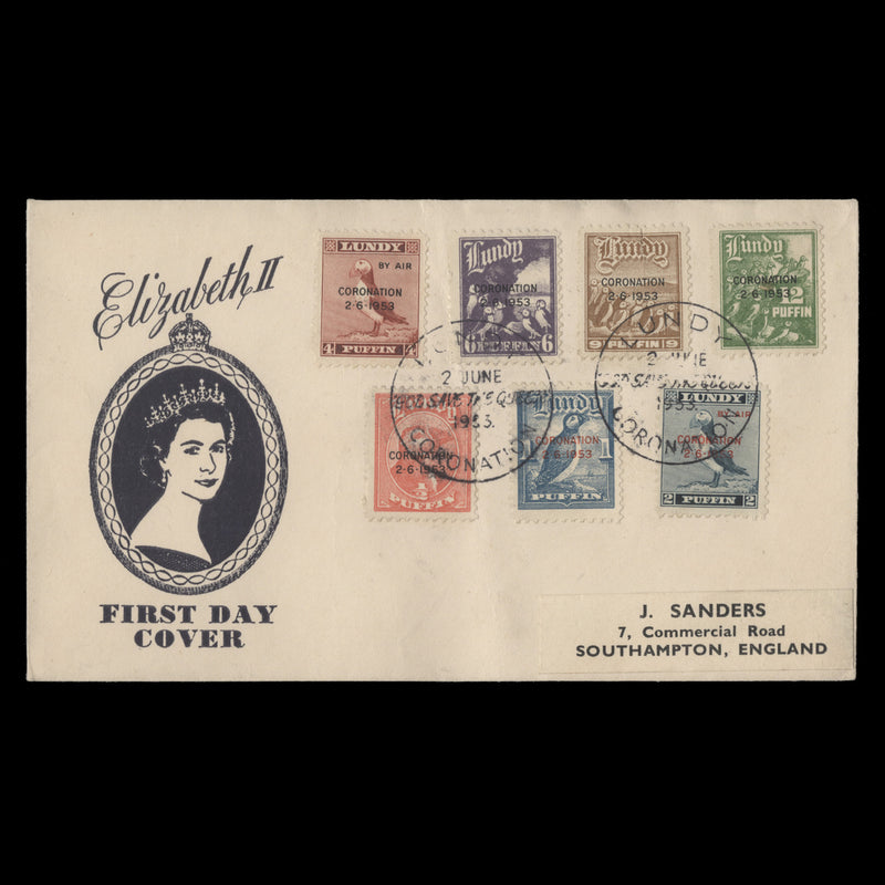 Lundy Island 1953 Coronation first day cover