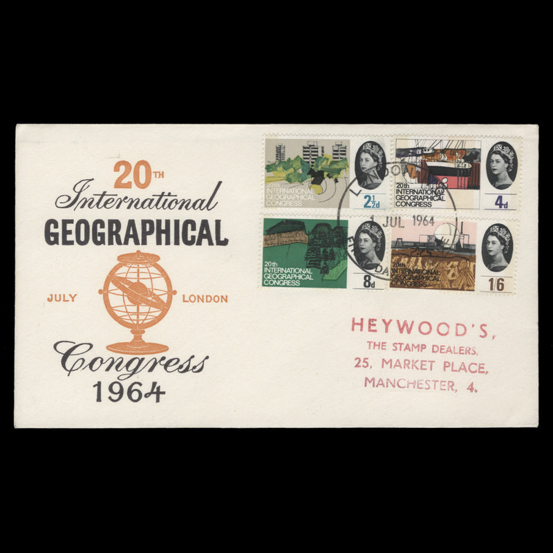 Great Britain 1964 (FDC) Geographical Congress phosphor, LONDON